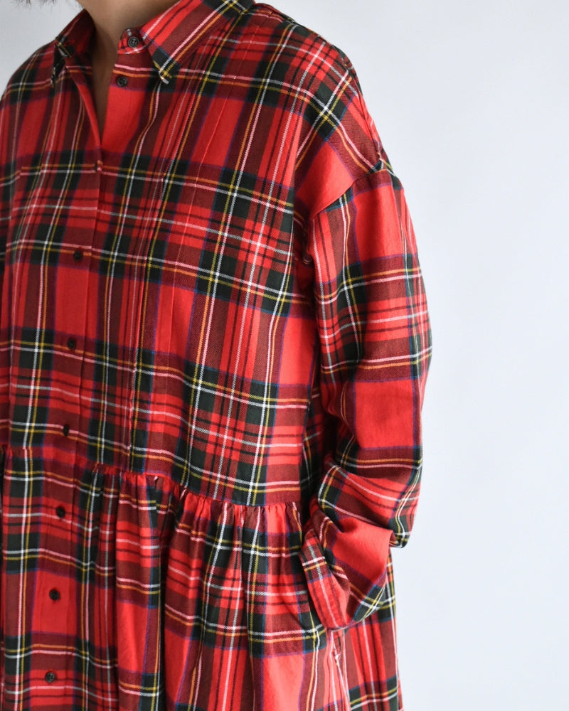 インディゴタータン ファンデーションシャツドレス Red