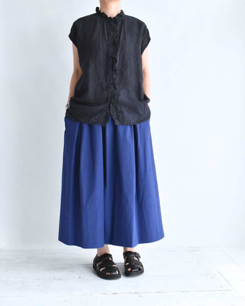 FRENCH/SL FRILL COLLAR SHIRTS Marine