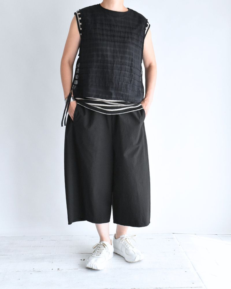 ボイル スリーブレスタックブラウス Navy