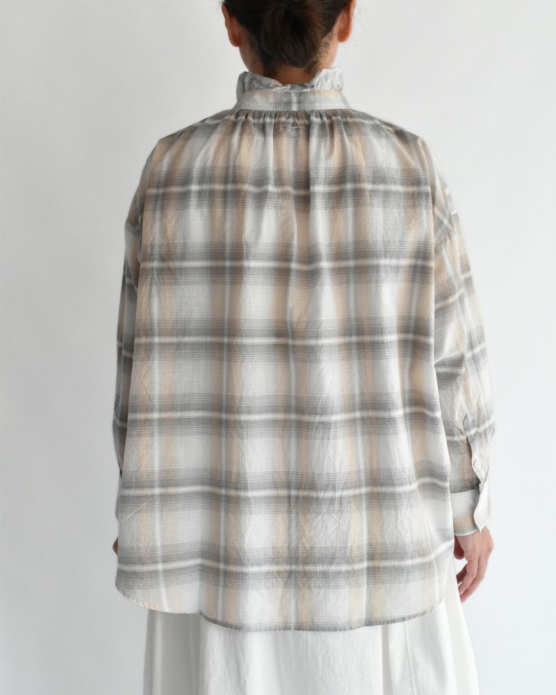 ライトマドラスフリルブラウス LightCharcoal