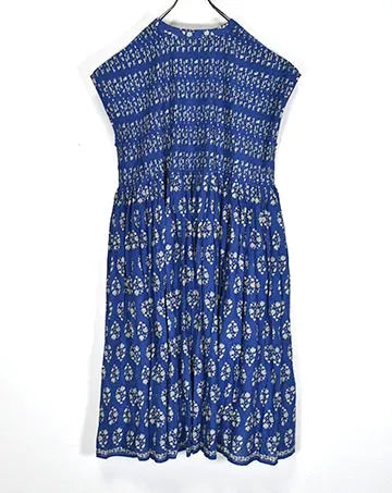 V-NECK FRENCH/SL PULLOVER DRESS WITH MINI PINTUCK Blue