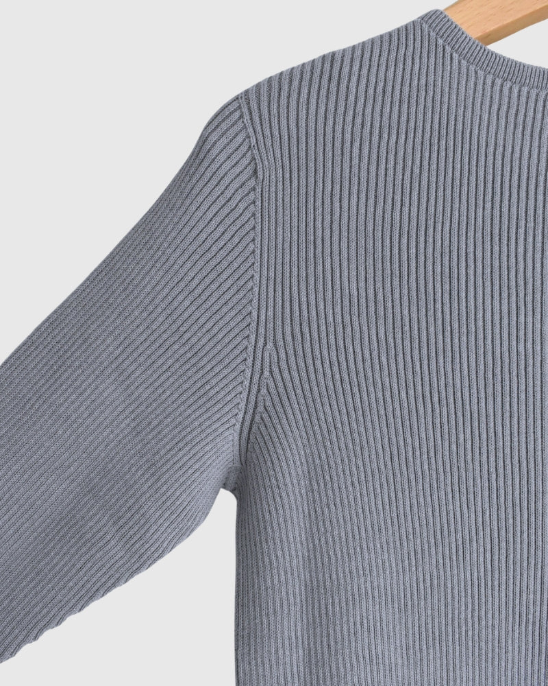 JAPAN WHOLEGARMENT リブニットプルオーバー LightGray