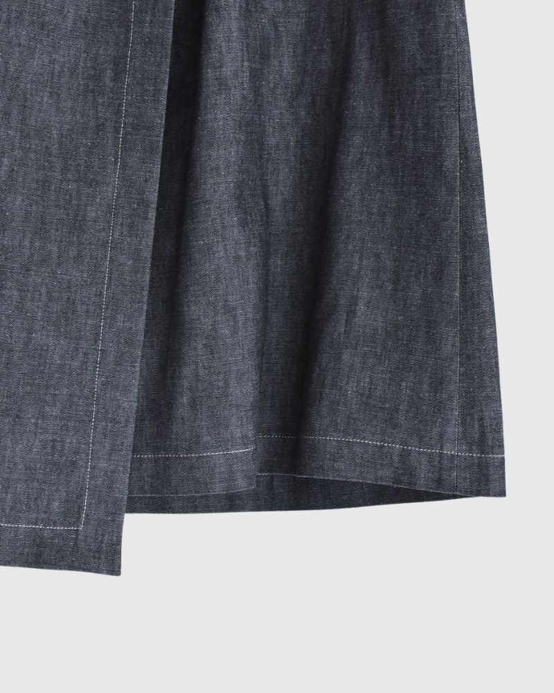 HEART-DENIM アシンメトリーラップ風スカート Indigo