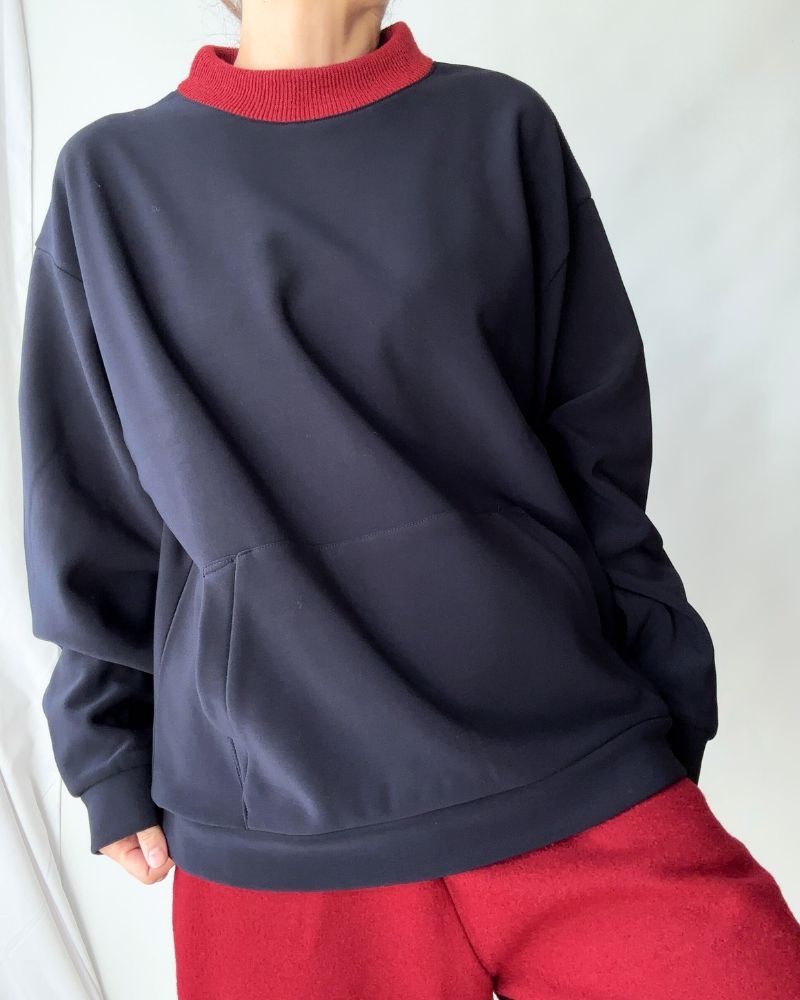 【sale】リブネックワイドトップ'CAI' Navy