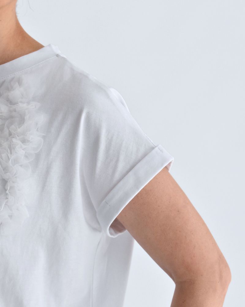チュール刺繍デザインコットンジャージープルオーバー 'NATTI' OffWhite