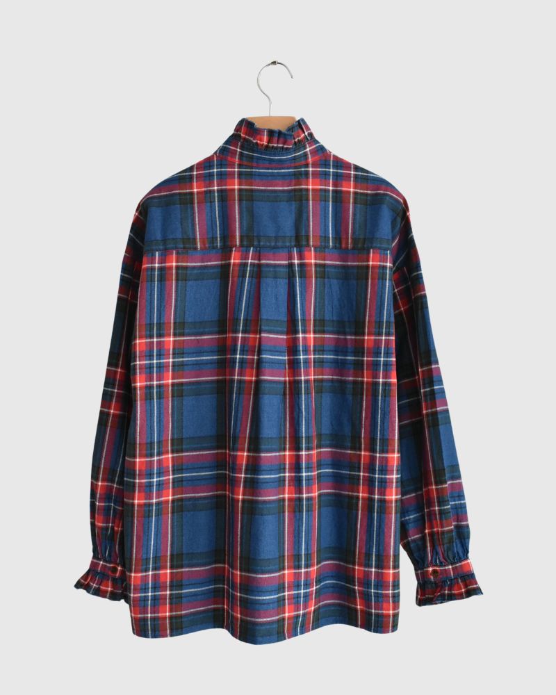 インディゴタータン フリルブラウス Blue