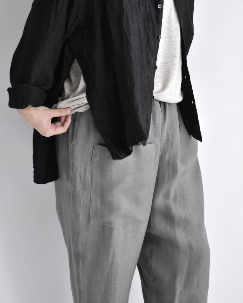 アシメポケットベイカーパンツ（LINEN） DarkGray
