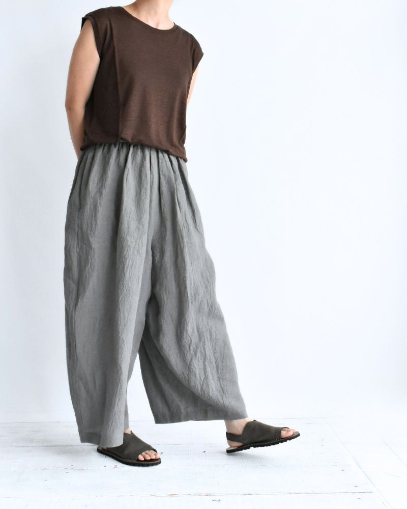 ワイドコクーン ギャザーパンツ（LINEN） Gray