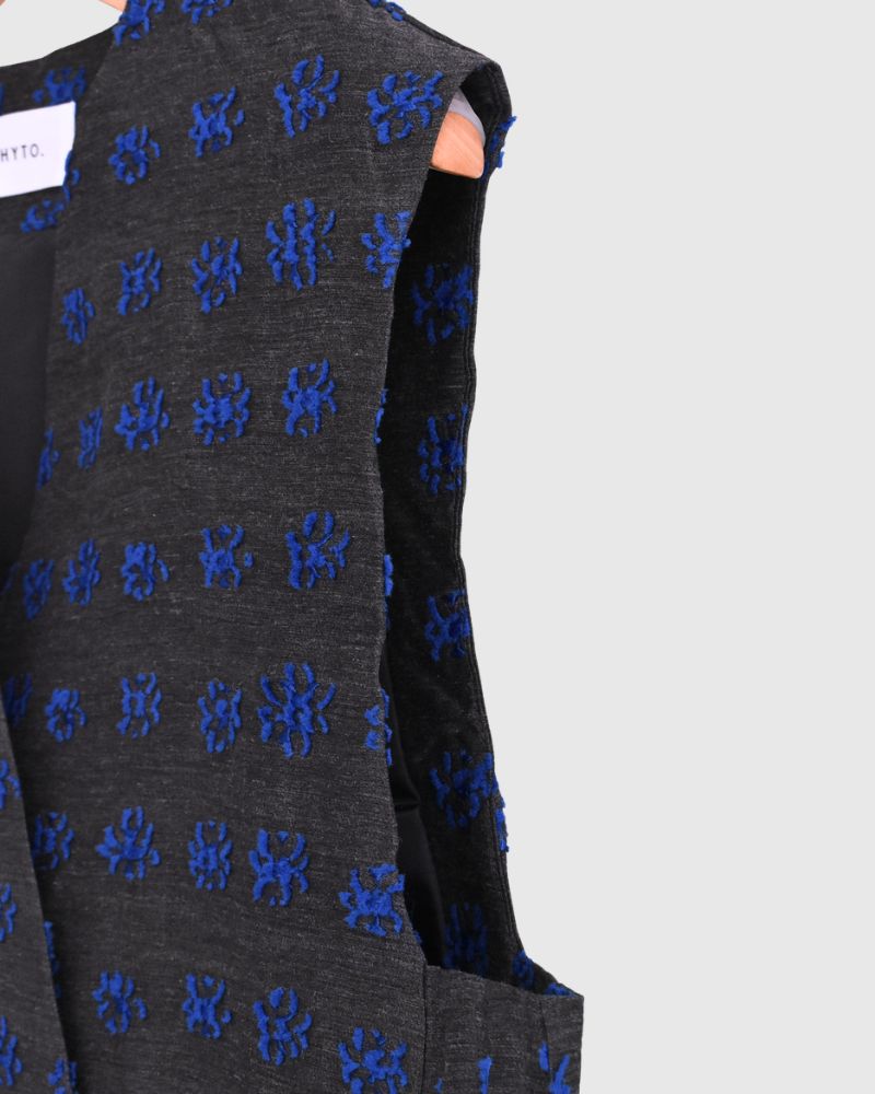 ジャカードアシンメトリーベスト Charcoal
