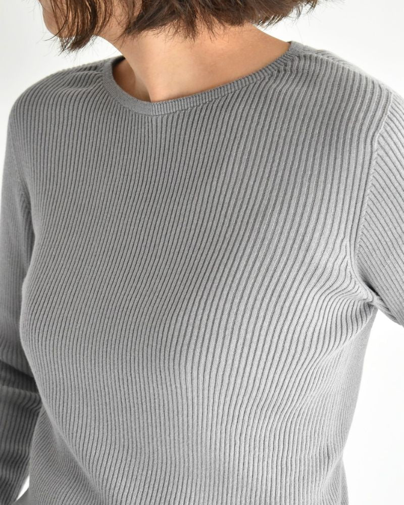 JAPAN WHOLEGARMENT リブニットプルオーバー LightGray