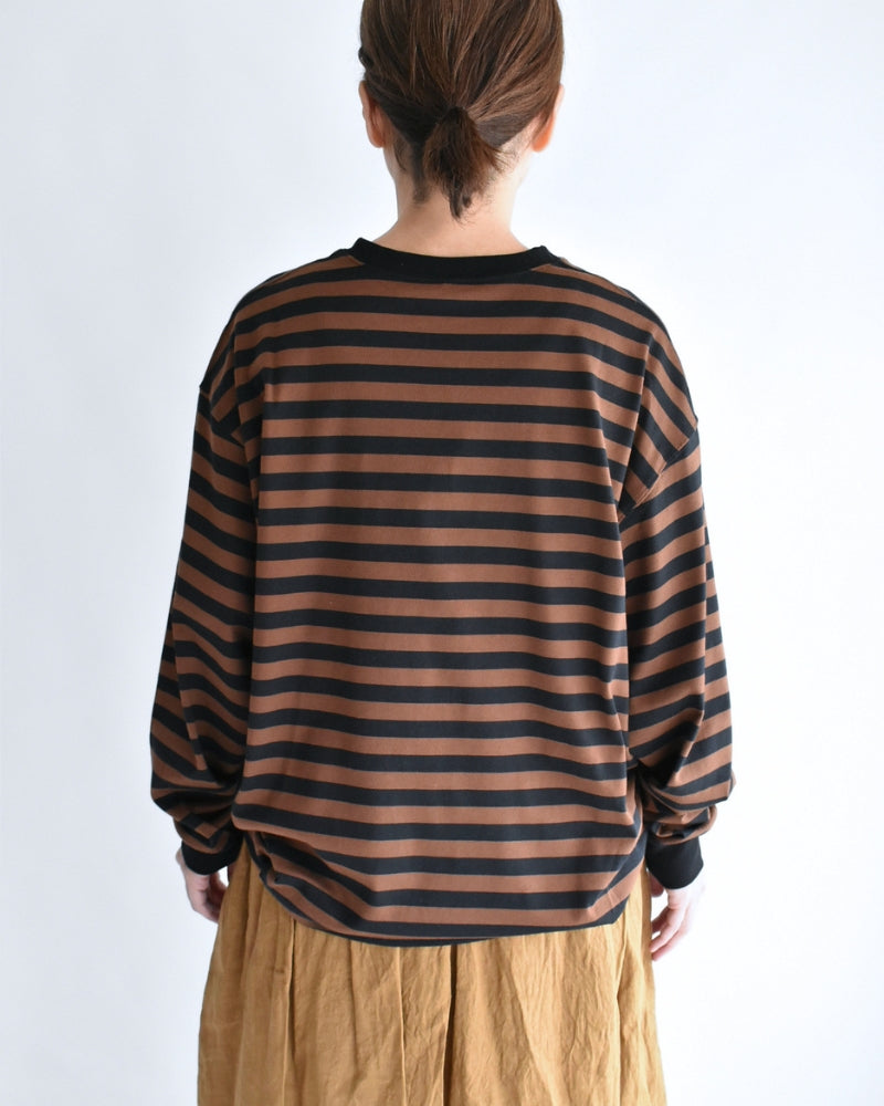 タック コクーンTシャツ Brown/Black Border