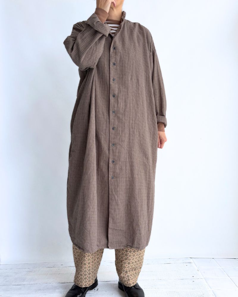 ギザンディ天竺ボーダーロングTee Brown/Off