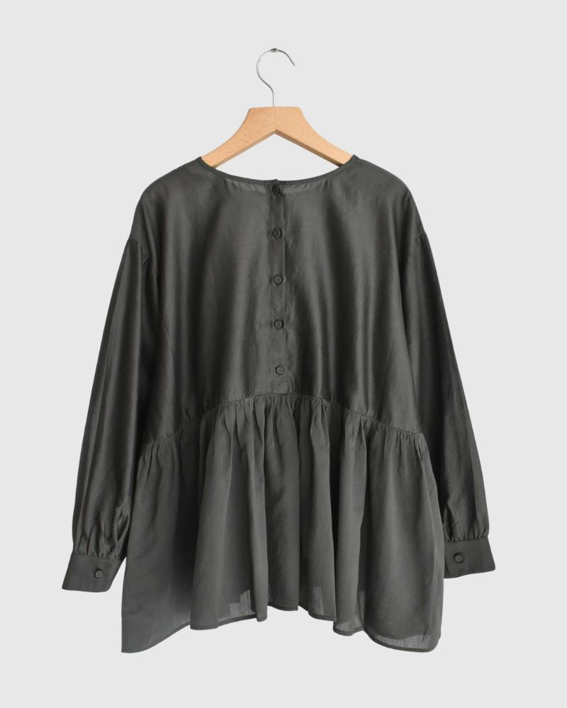 RAHASTHAN TUCK GATHERED PULLOVER Gray