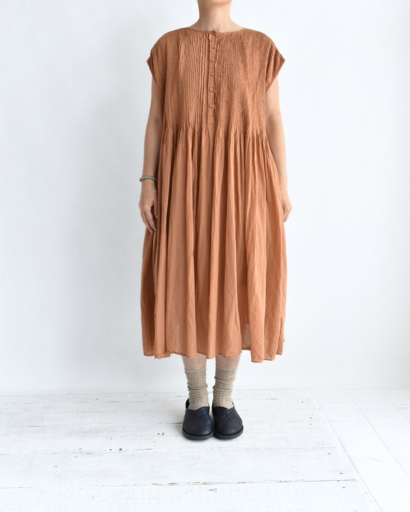 CREW-NECK F/SL DRESS WITH PINTUCK DarkOrange