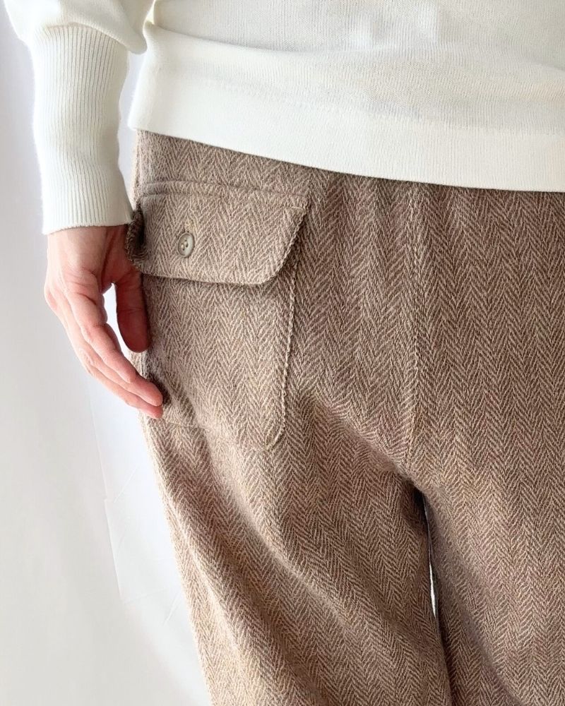 【sale】ウールガーゼヘリンボンパンツ Beige