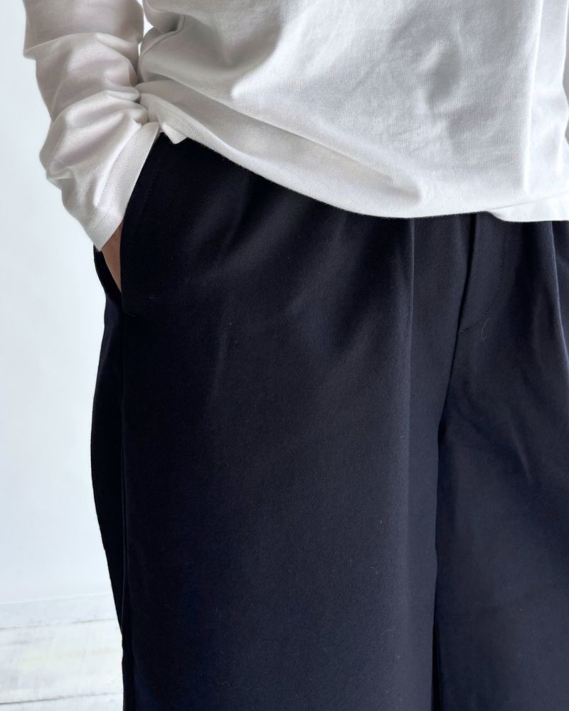 WOOL FLANNEL EASY WIDE PANTS Navy