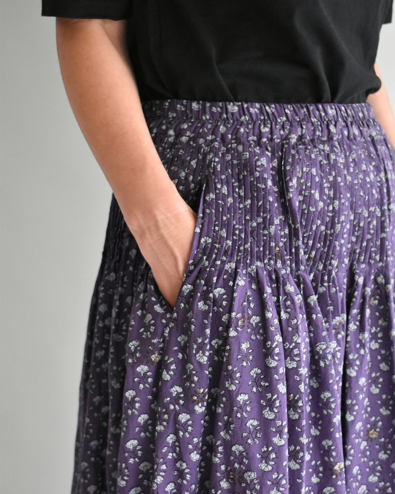 RAJASTHAN TUCK GATHERED SKIRT WITH LINING Purple
