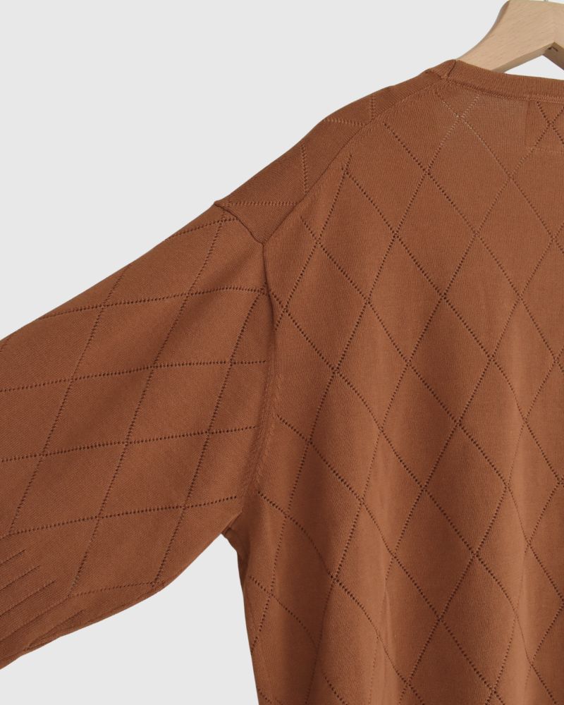 透かし編みニットカーディガン 'EMILY' Camel