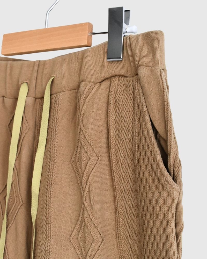 【sale】JACQUARD GARMENT DYE WIDE PANTS Mocha