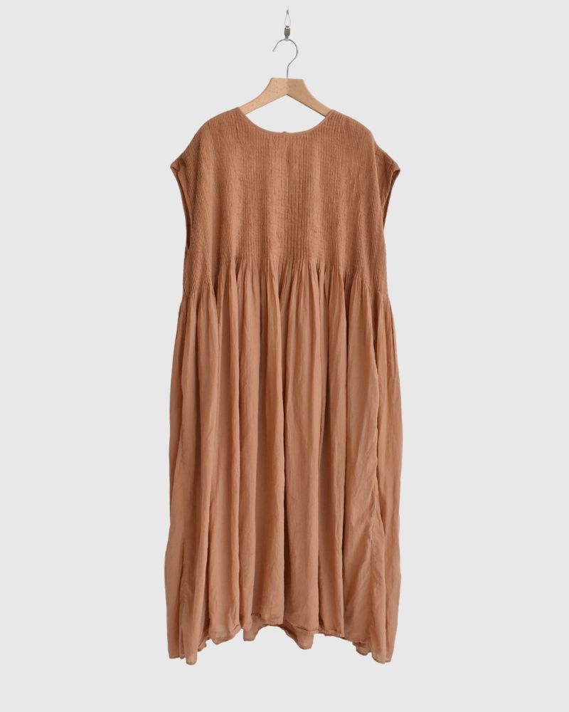 CREW-NECK F/SL DRESS WITH PINTUCK DarkOrange