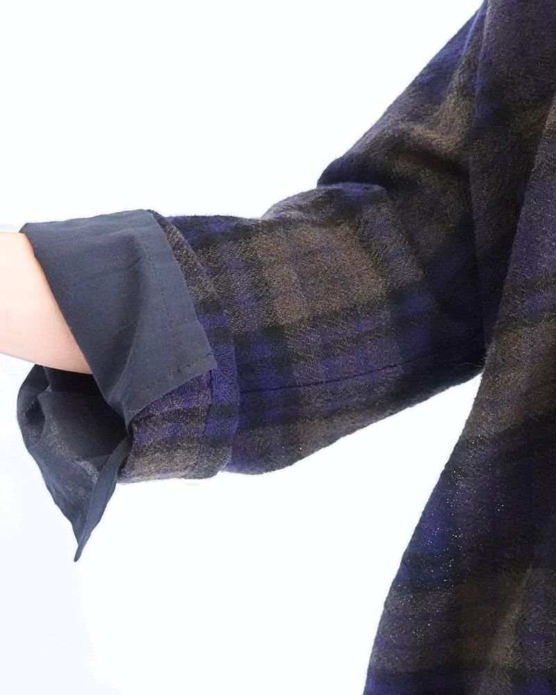 ウールガーゼボイル リバーシブルトップ Navy/Brown