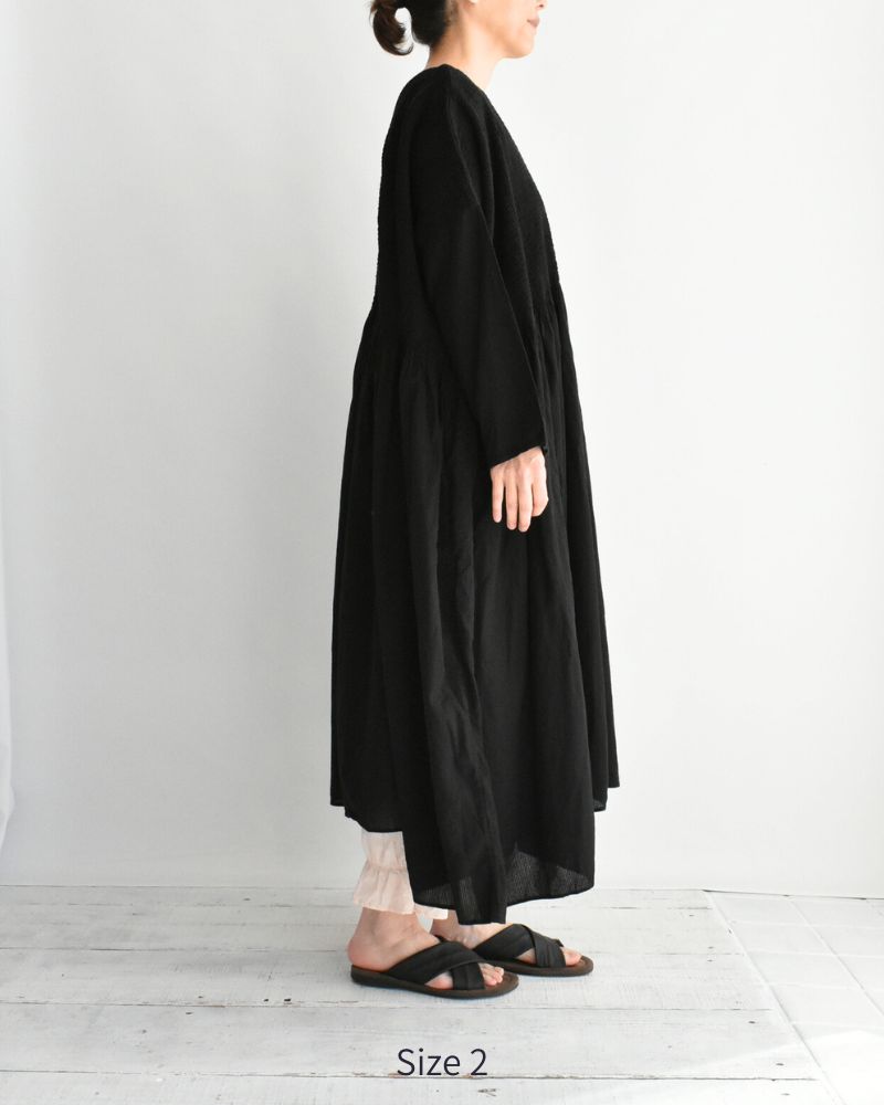 MINI PINTUCK PULLOVER DRESS Black