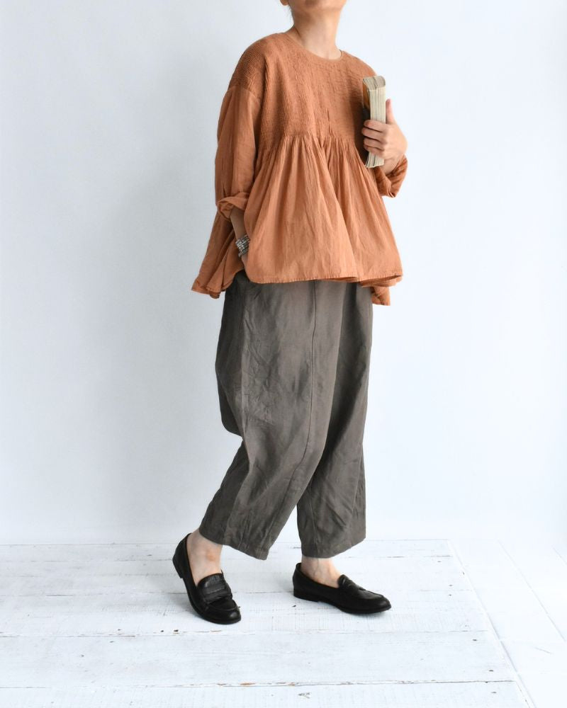 CREW-NECK 3/4 SL SHIRT WITH MINI PINTUCK DarkOrange