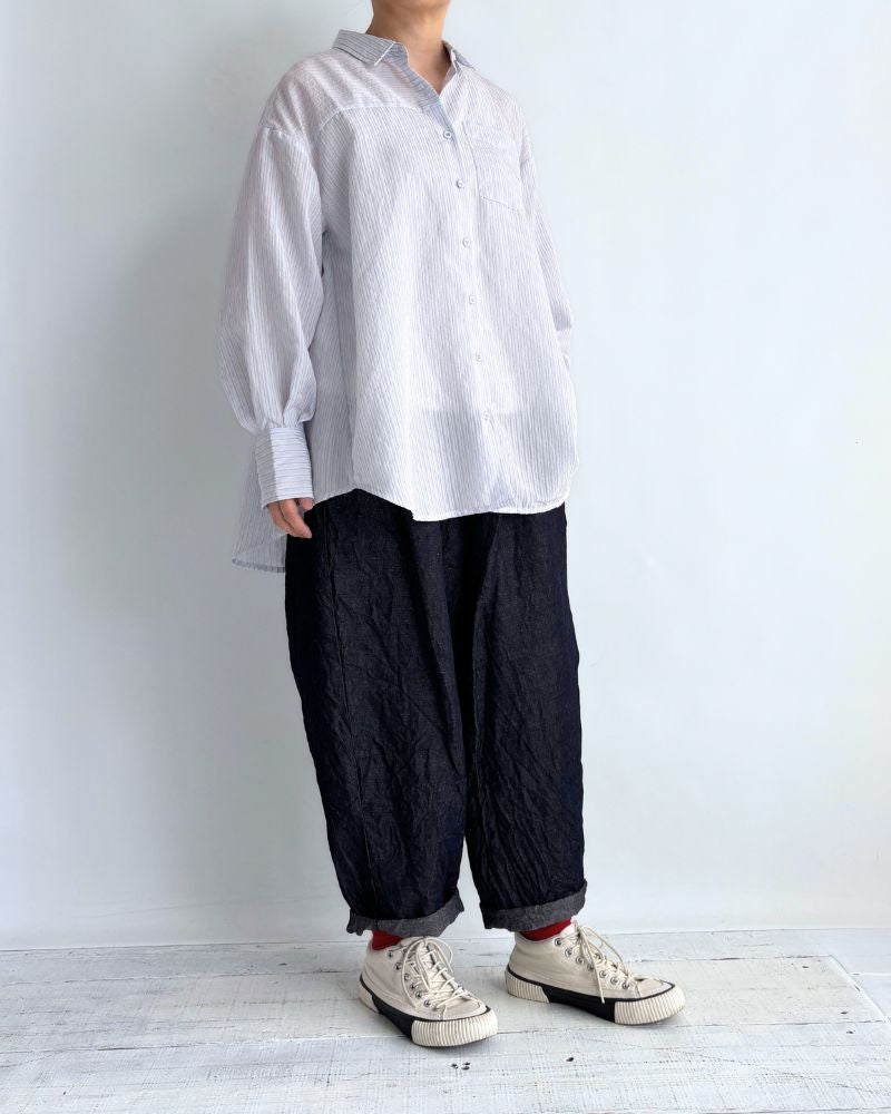 シアーストライプシャツ 'TESSA' Saxe