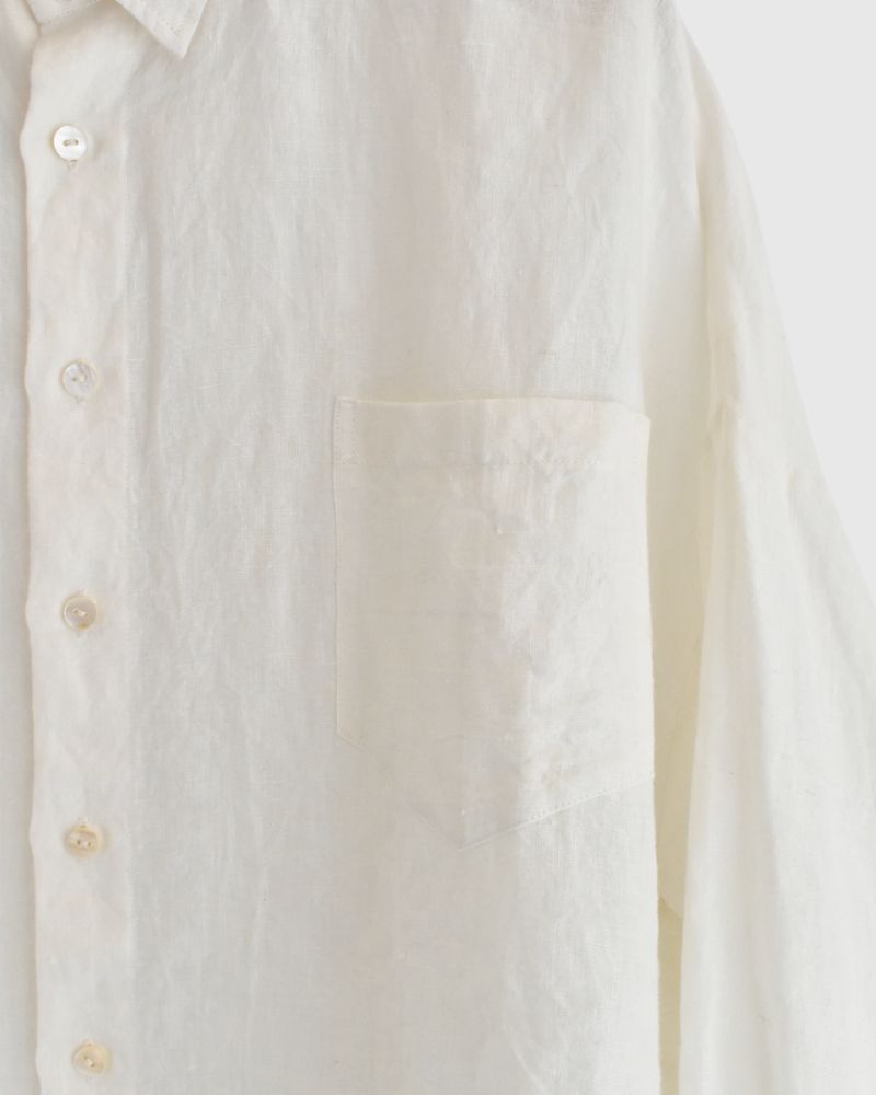 手織り60×60リネン スクエアシャツ White
