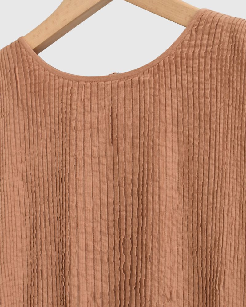 CREW-NECK F/SL DRESS WITH PINTUCK DarkOrange