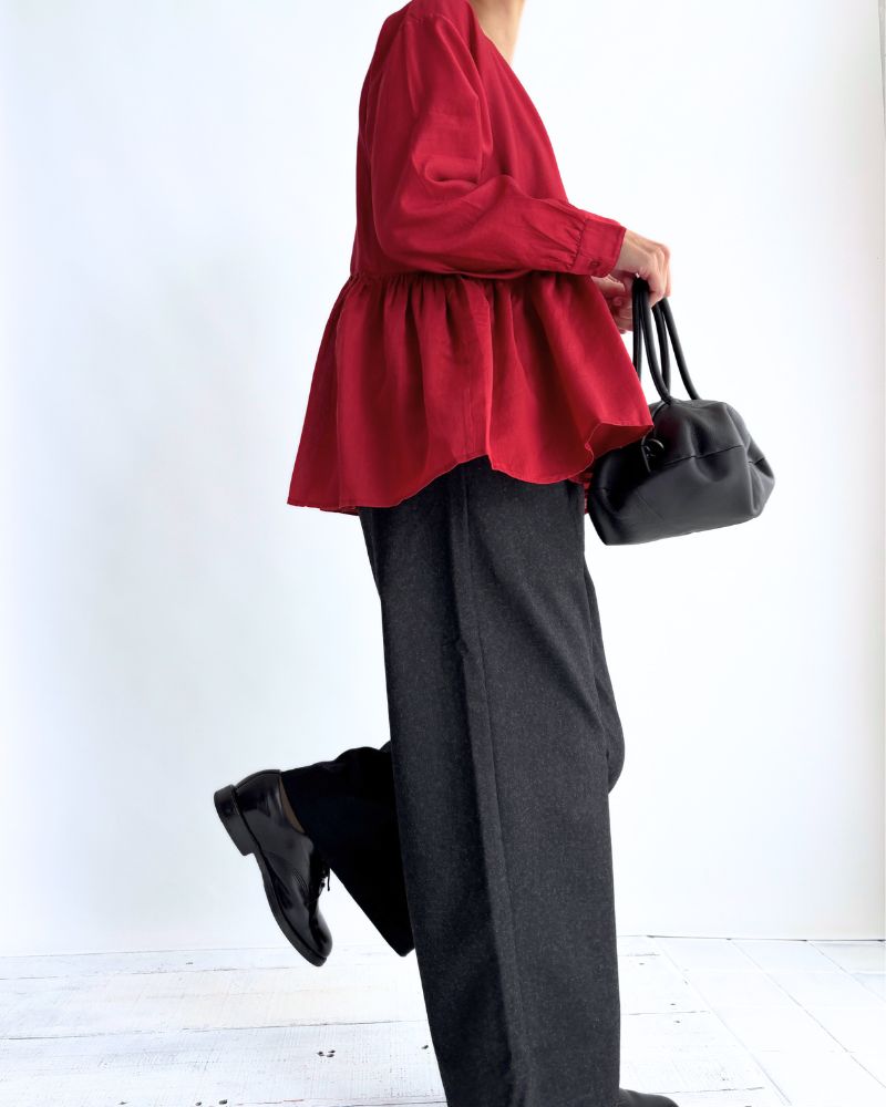 RAHASTHAN TUCK GATHERED PULLOVER Red