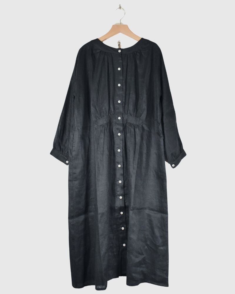 【sale】リネンダブルフェイスワンピース Black