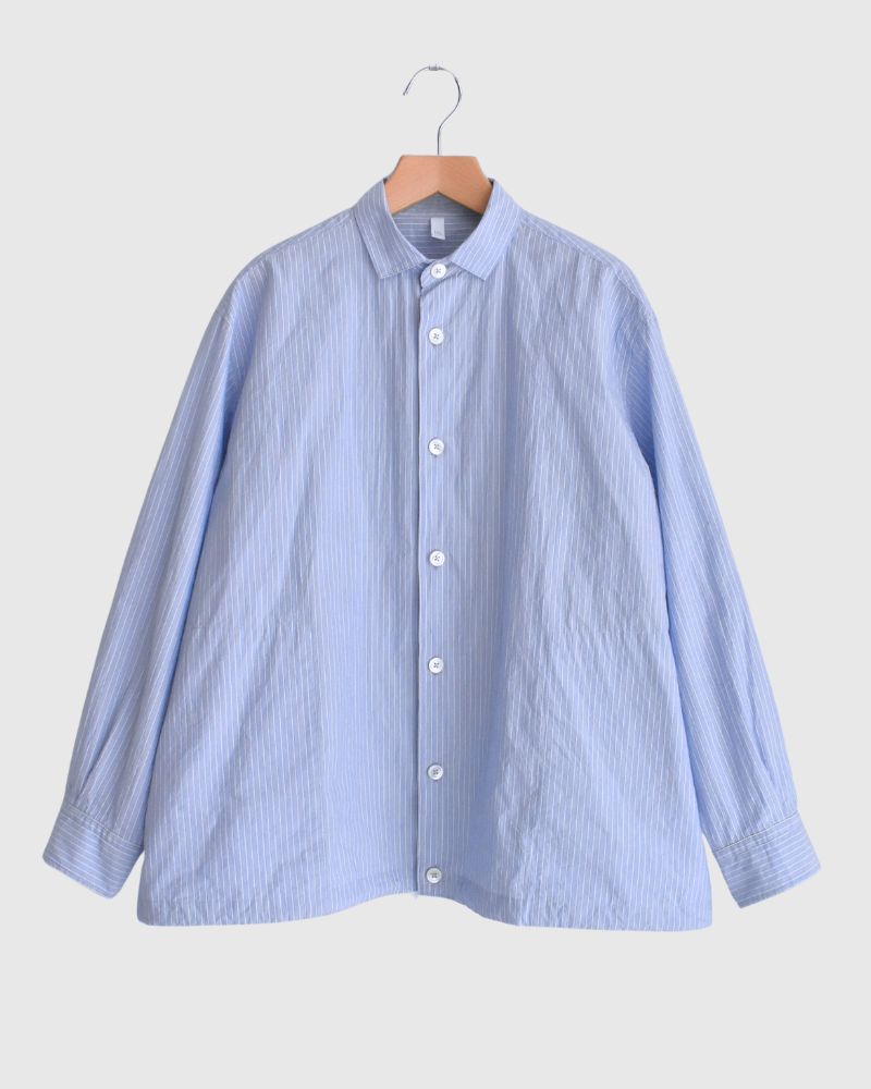 ドロストシャツ White/Sax Stripe