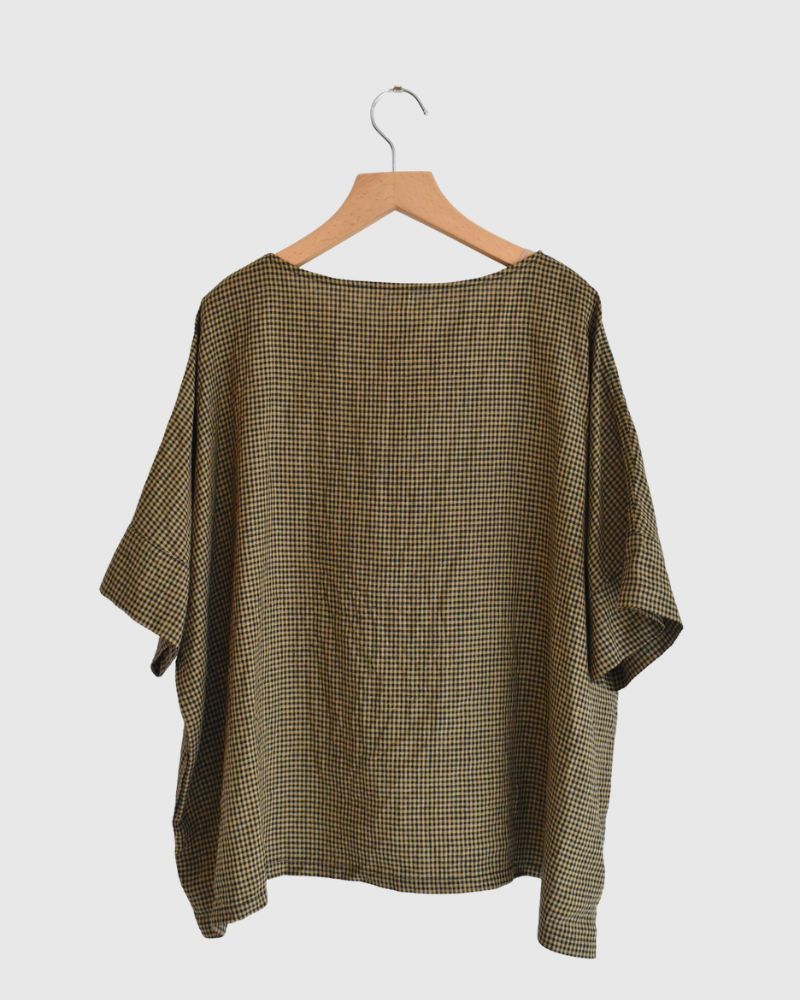 ワイドカフス Tブラウス Camel/Black