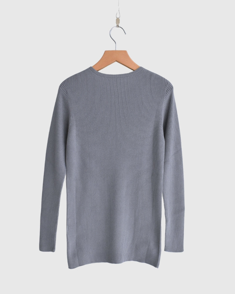 JAPAN WHOLEGARMENT リブニットプルオーバー LightGray