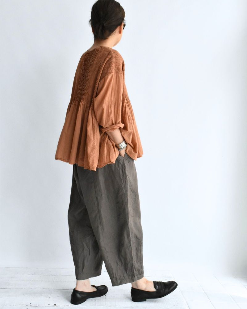 CREW-NECK 3/4 SL SHIRT WITH MINI PINTUCK DarkOrange