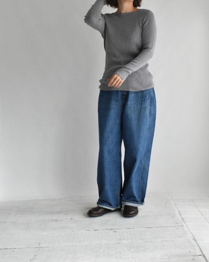 JAPAN WHOLEGARMENT リブニットプルオーバー LightGray