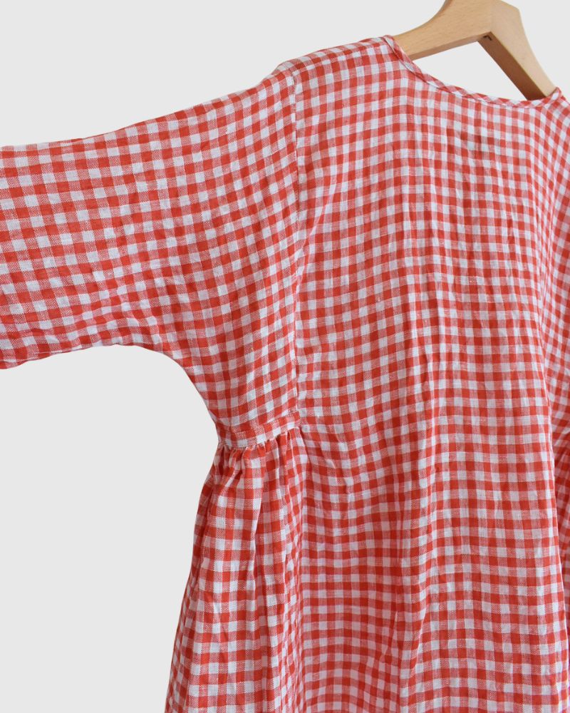 ギンガムチェックカシュクールブラウス RedCheck
