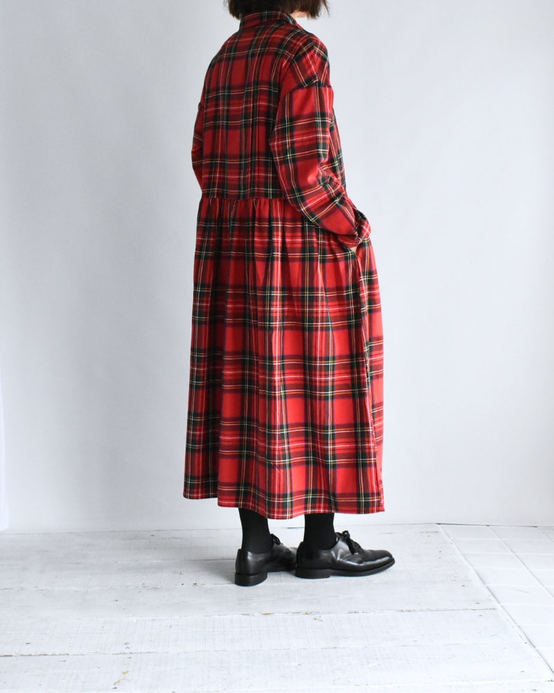 インディゴタータン ファンデーションシャツドレス Red