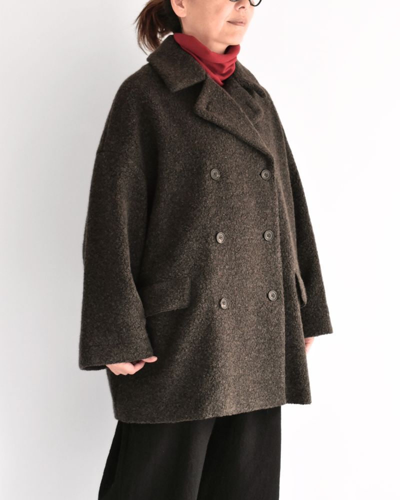 DOUBLE OVER COAT DarkBrown