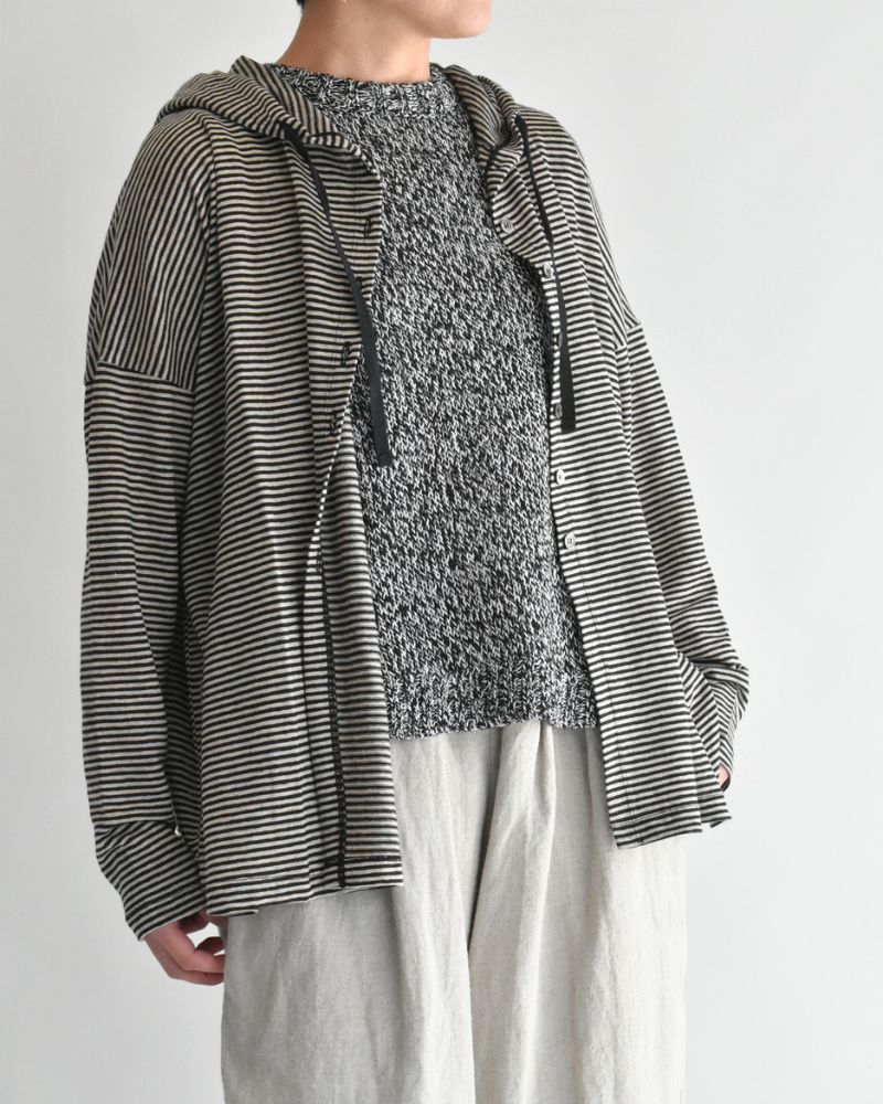 フードカーディガン（LINEN） Natural/Black