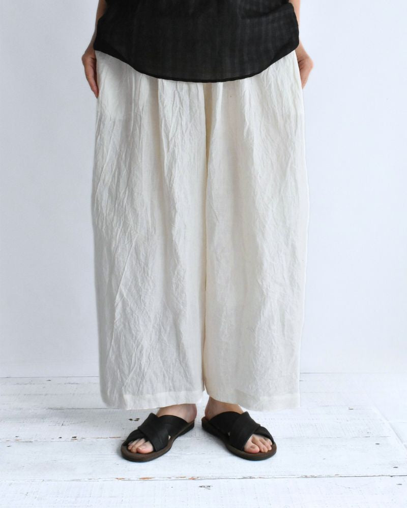 ワイドコクーン ギャザーパンツ（LINEN） OffWhite