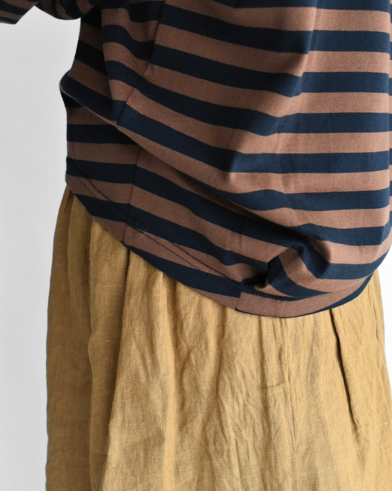 タック コクーンTシャツ Brown/Black Border