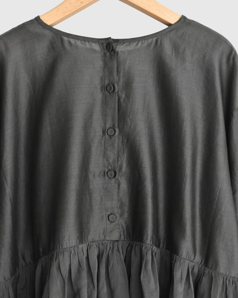 RAHASTHAN TUCK GATHERED PULLOVER Gray