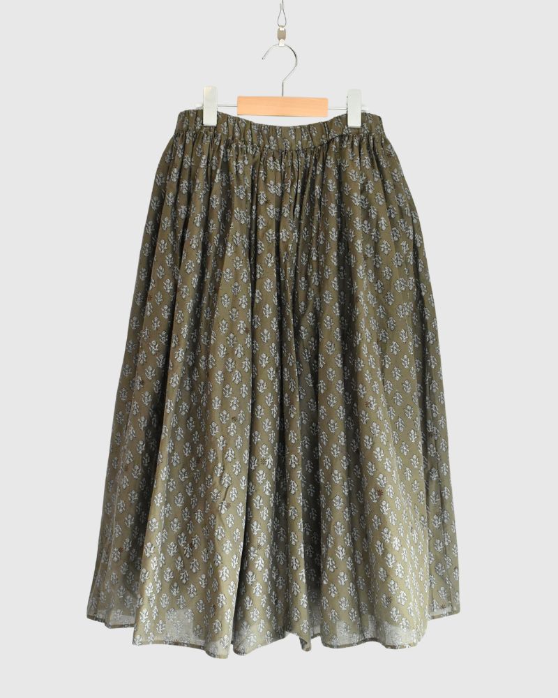 RAJASTAN TUCK GATHERED SKIRT WITH LINING Olive