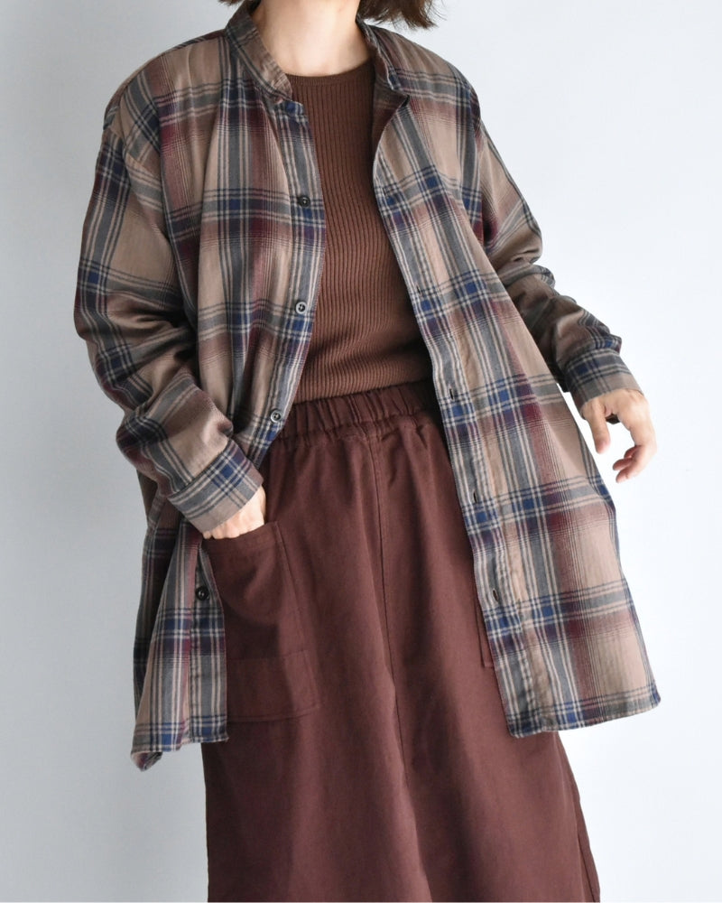 STAND COLLAR SHIRT Mocha