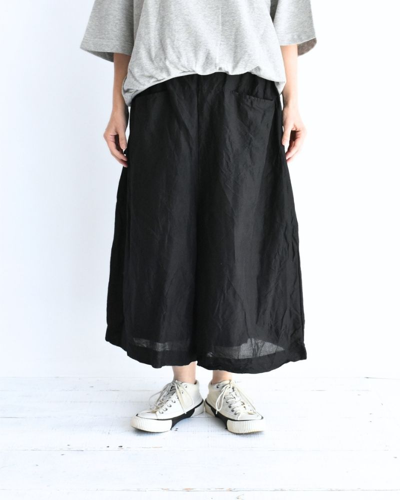 手織りセルビッチ コットンリネンパンツ Black