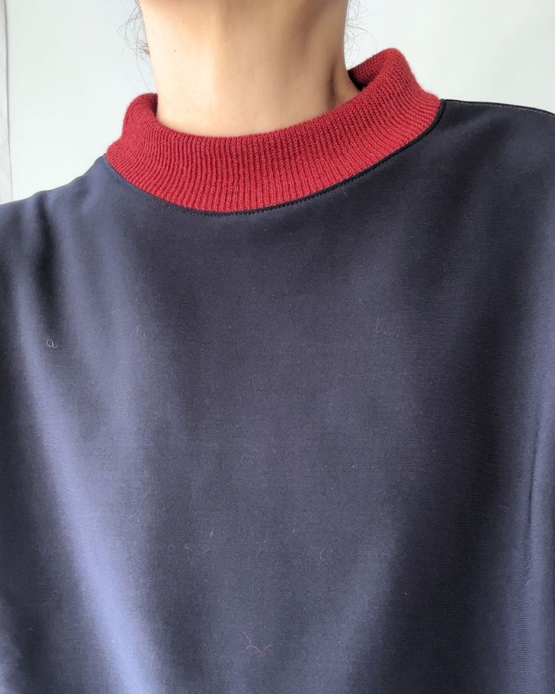 【sale】リブネックワイドトップ'CAI' Navy