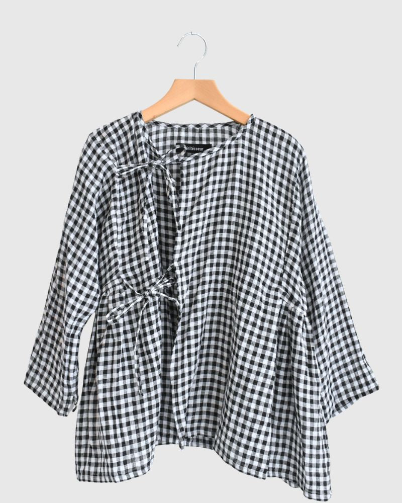 ギンガムチェックカシュクールブラウス BlackCheck