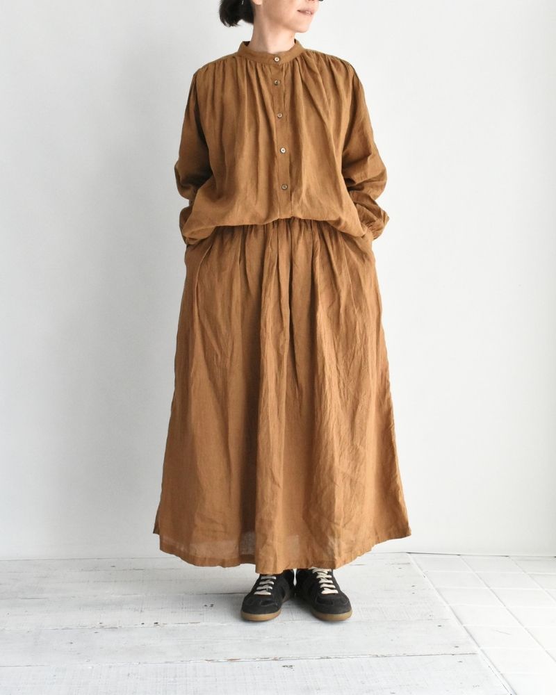 フレンチリネン シャツ Camel